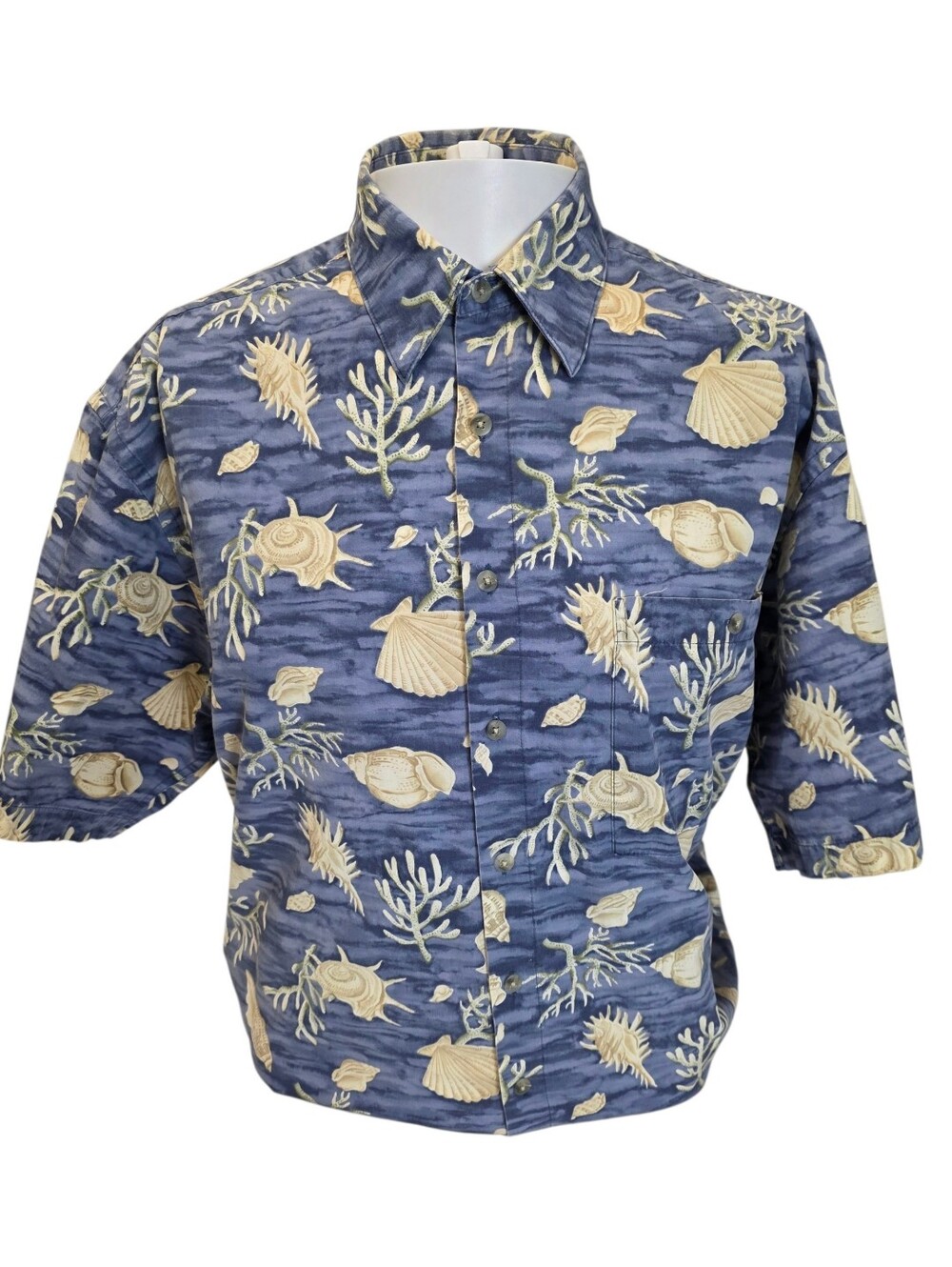 Pierre Cardin Navy Blue Seashell Print Button-Down Shirt